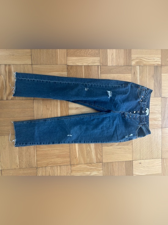 And Now This Denim - Straight Leg Distressed Women’s Jeans in Dark Blue